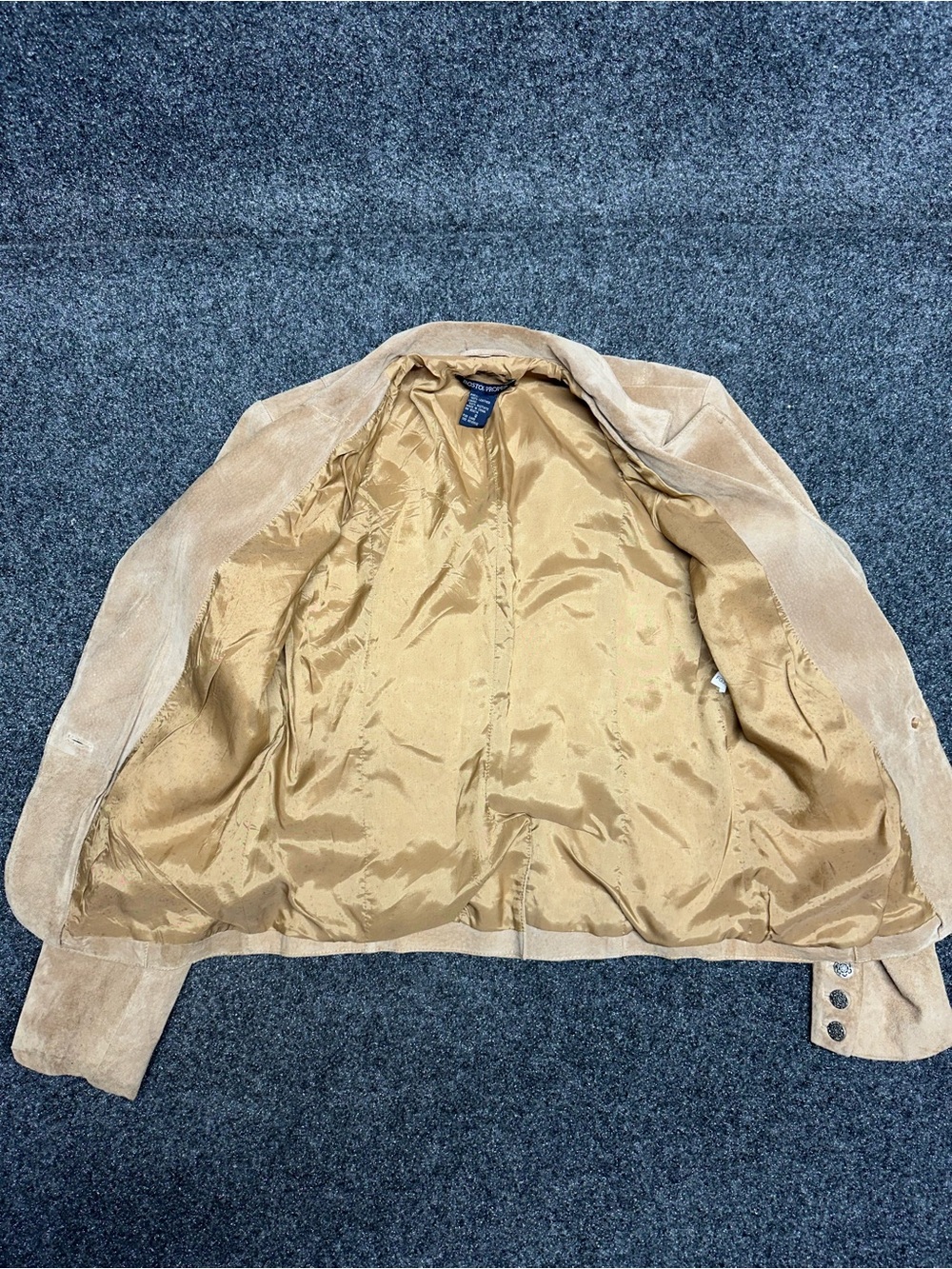 Tan Leather Suede Blazer Jacket Western Cowgirl Americana Old Money Tailored - Picture 9 of 10